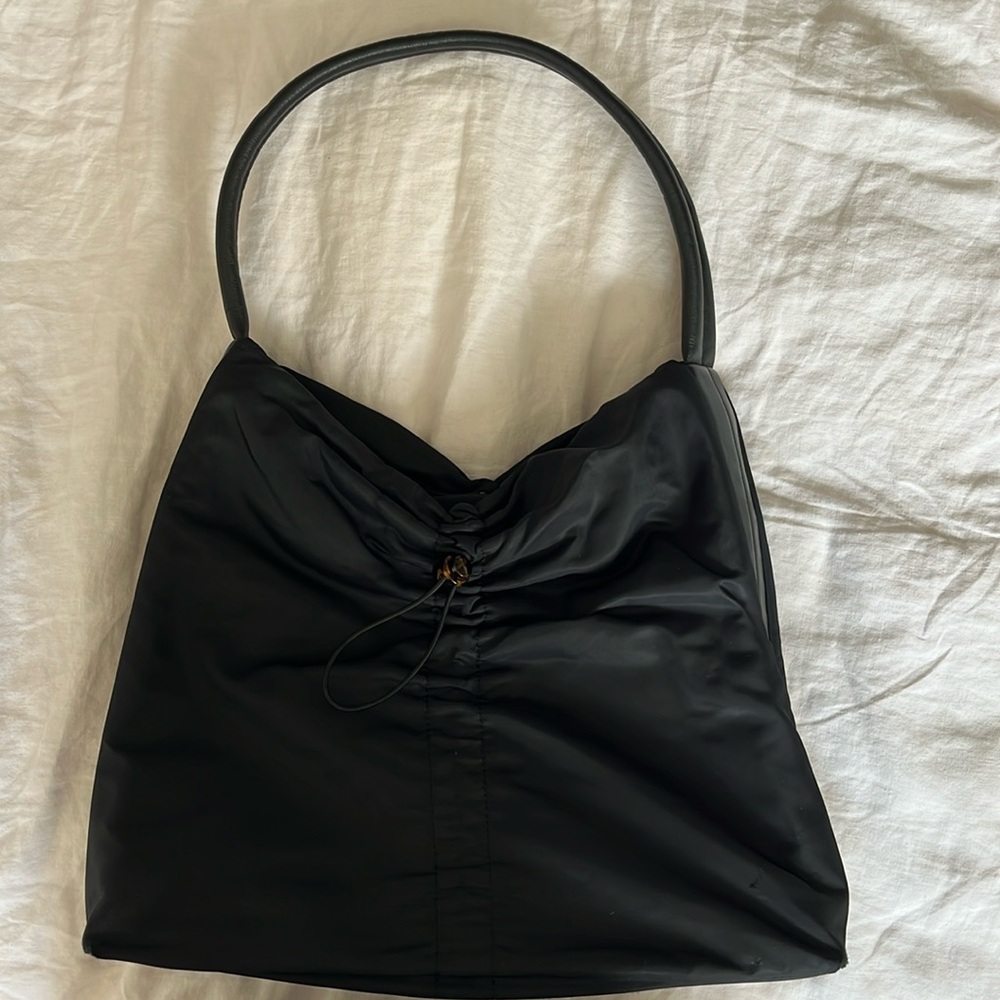 Staud Nylon Leather Trimmed Hobo Bag